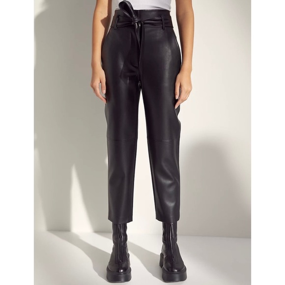 NWOT Aritzia High Waist Tie Vegan Leather Pants - Picture 1 of 5